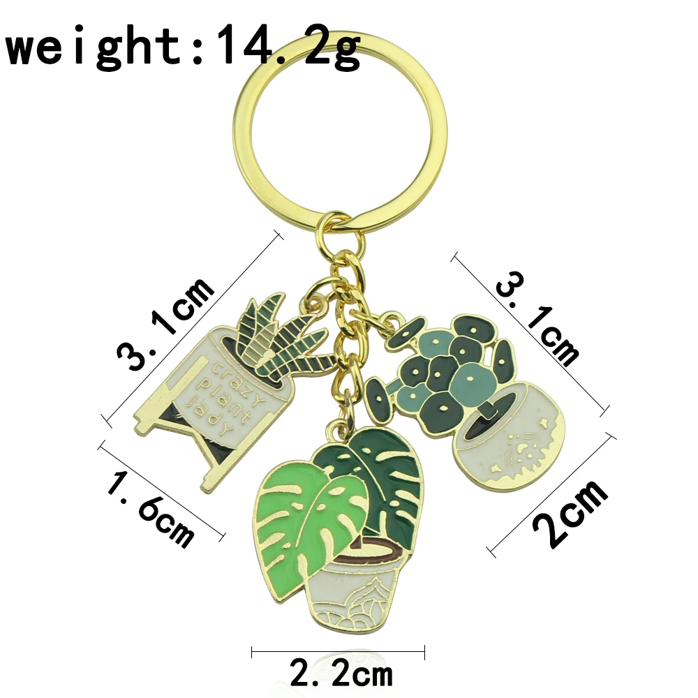 Green Potting Plant Cartoon Fashion Lovely Keychain Succulent Vegetation Combination Key Ring Pendant Small Gift