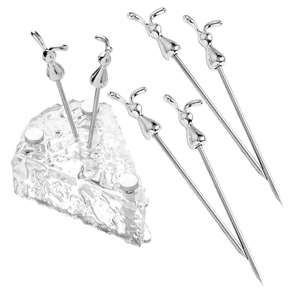 

1Set Stainless Steel Picks Reusable Wear-Resistant Creative Design Perfect for Fruits Desserts Cakes