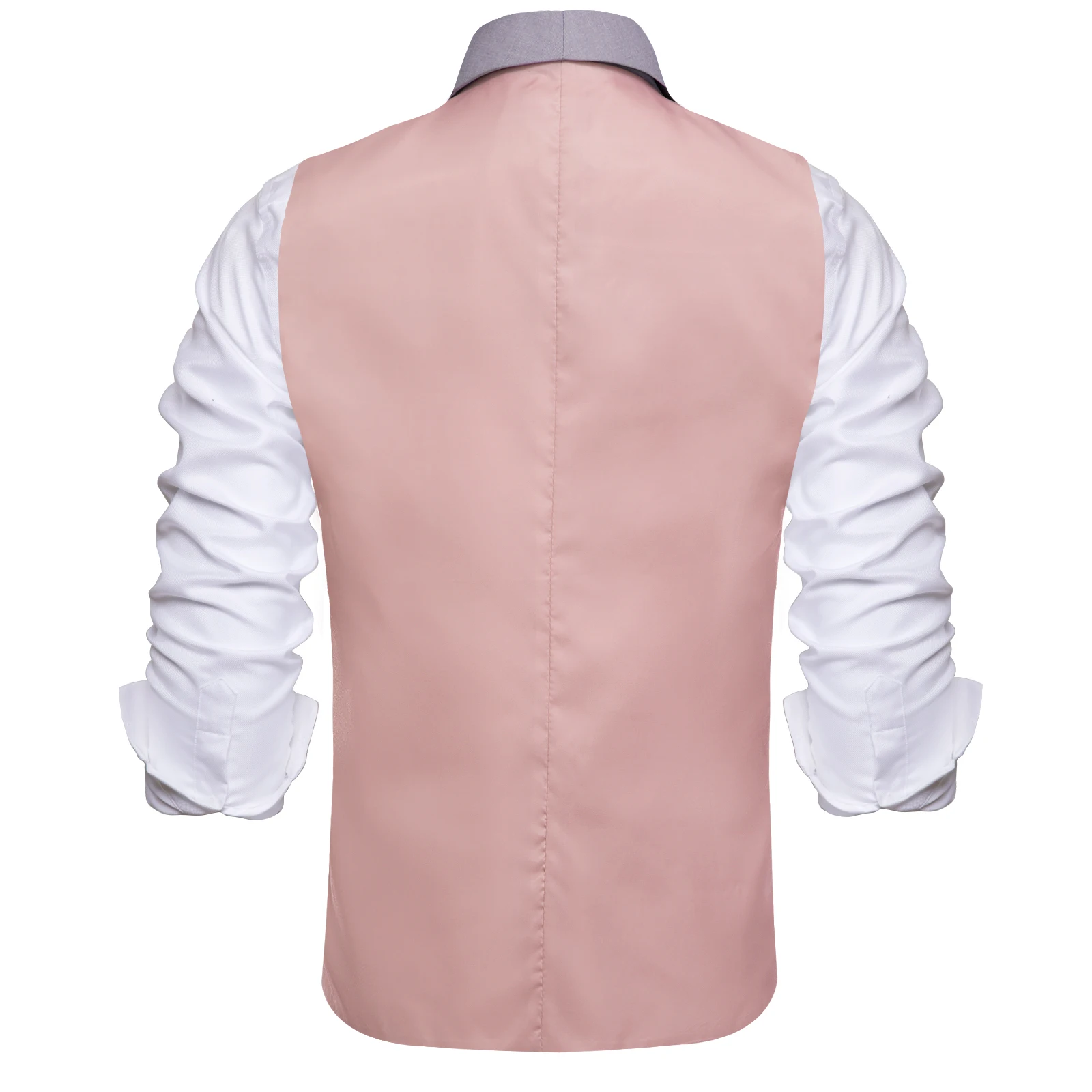 Hi-Tie Solid Pink Grey Shawl Jacquard Collar Suit Vest Slim Fit Waistcoat for Wedding Groomsmen V-Neck Tuxedo Sleeveless Jacket