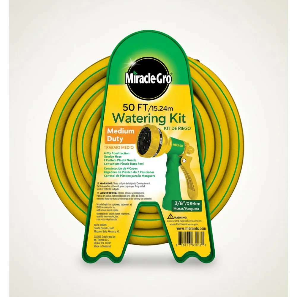 

50ft Lightweight Garden Hose Kit with Adjustable Nozzle & Reel - Perfect for Patios, Balconies & Small Gardens