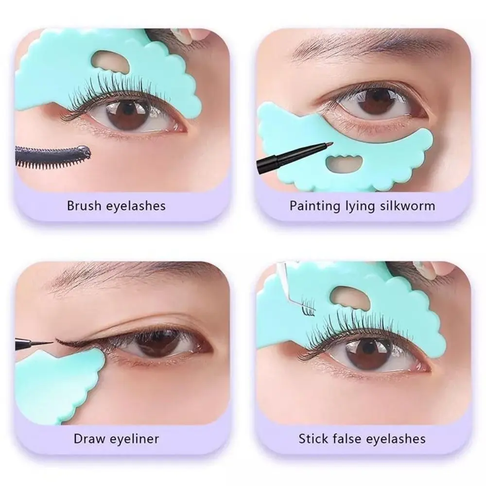 Mascara Baffle Eyeliner Template with Eyelash Brushes Lying Silkworm Eyeshadow Shaper Pad Assistant Lazy Eyebrow Shaper Stencils