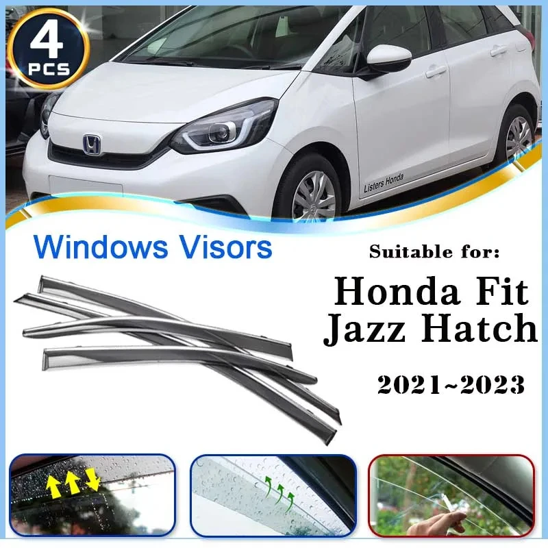 

Deflectors for Honda Fit Hatchback 2022 Jazz Hatch 2021 2023 Accessories Car Side Window Visors Rain Eyebrow Guards Sun Visor