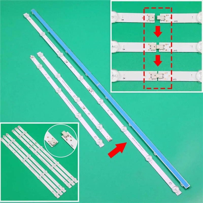 Barras de iluminação de tv led para akai aktv4336s tiras de luz de fundo hrs_sqy43_3x8_2w_mcpcb 12mm_v1 kits bandas para grunhelm gtv43t2fs