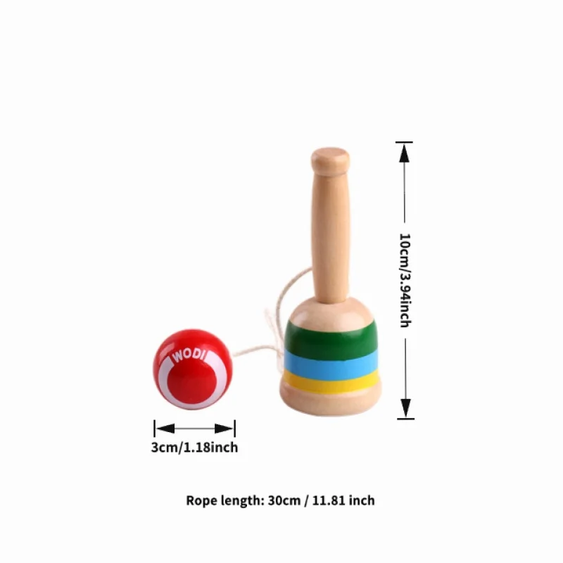 Klassisches Tasse- und Ballspiel aus Holz, Koordinations- und Gleichgewichtsspielzeug, rot-weiße Perlen und Schnur, stapelbare Tassen, Outdoor-/Party-Aktivitätsgeschenk – Detail 4