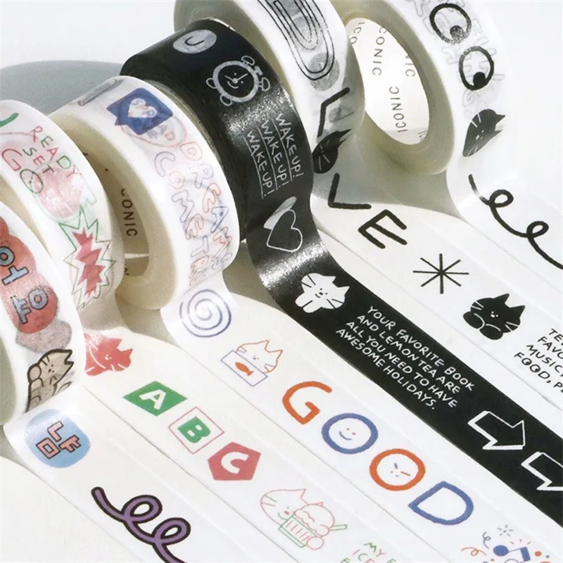 

Korean Style Retro Washi Tape Pack No Residue Decorative Masking Tape for Planner Sticker DIY Project