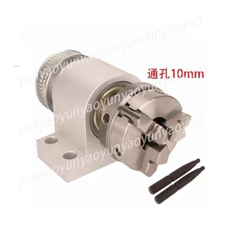 Mini Wood Lathe Spindle Set, 65mm Through Hole with 50mm 3 Jaw & 80mm 4 Jaw Chuck for Bead Making and Precision Turning