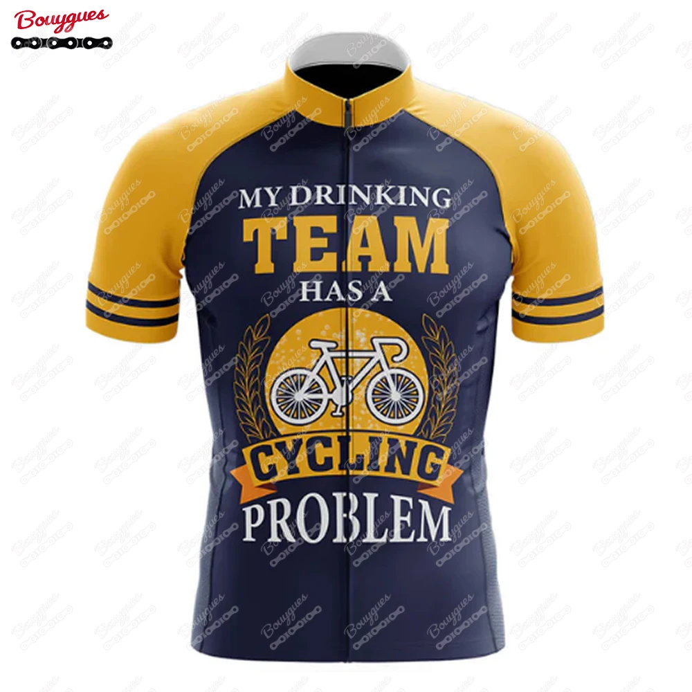 BEER TEAM Cycling Jersey for Men Short Sleeve Reflective MTB Maillot Downhill Pro Team Mountain Bicycle Clothing New