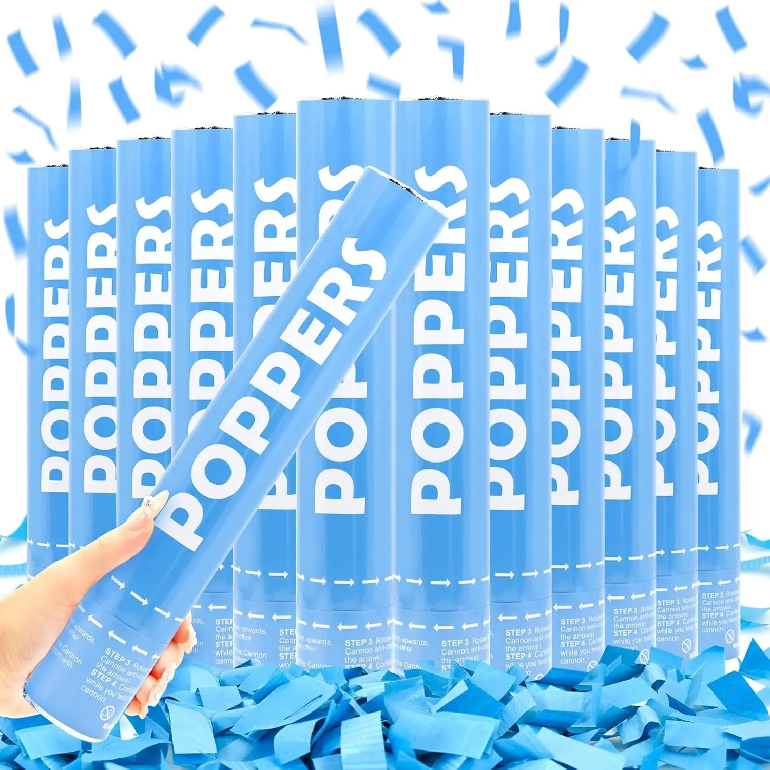 

Confetti Cannon 12 Pack Blue Party Poppers 12 Inch for Wedding Birthday Graduation Christmas New Year Eve Party Supply Launches