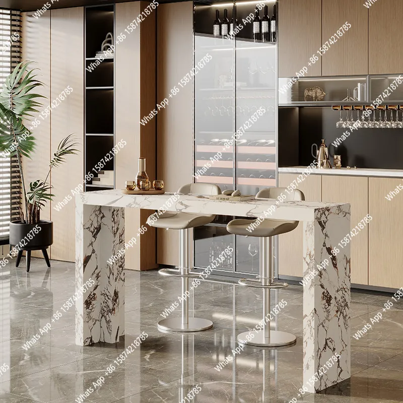 

Modern simple rock slab bar table household living room partition open kitchen entrance table high bar table
