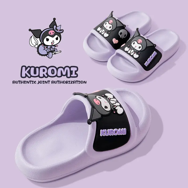 

Детские тапочки Sanrios Kuromi, модные сандалии с героями мультфильмов, студенческие новые стильные домашние уличные сандалии без запаха для девочек, летние сандалии с защитой от запаха