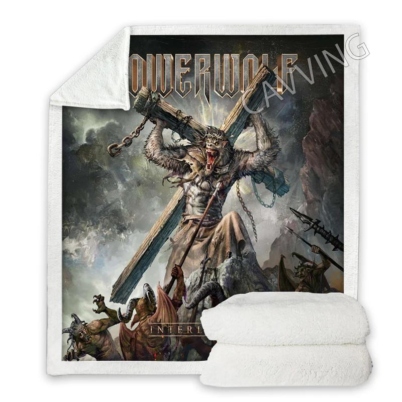 Powerwolf  Rock  3D Printed Sherpa Blanket Rectangle Blanket Textiles Fleece Wearable Blanket Throw Blanket  Home Decor   H01