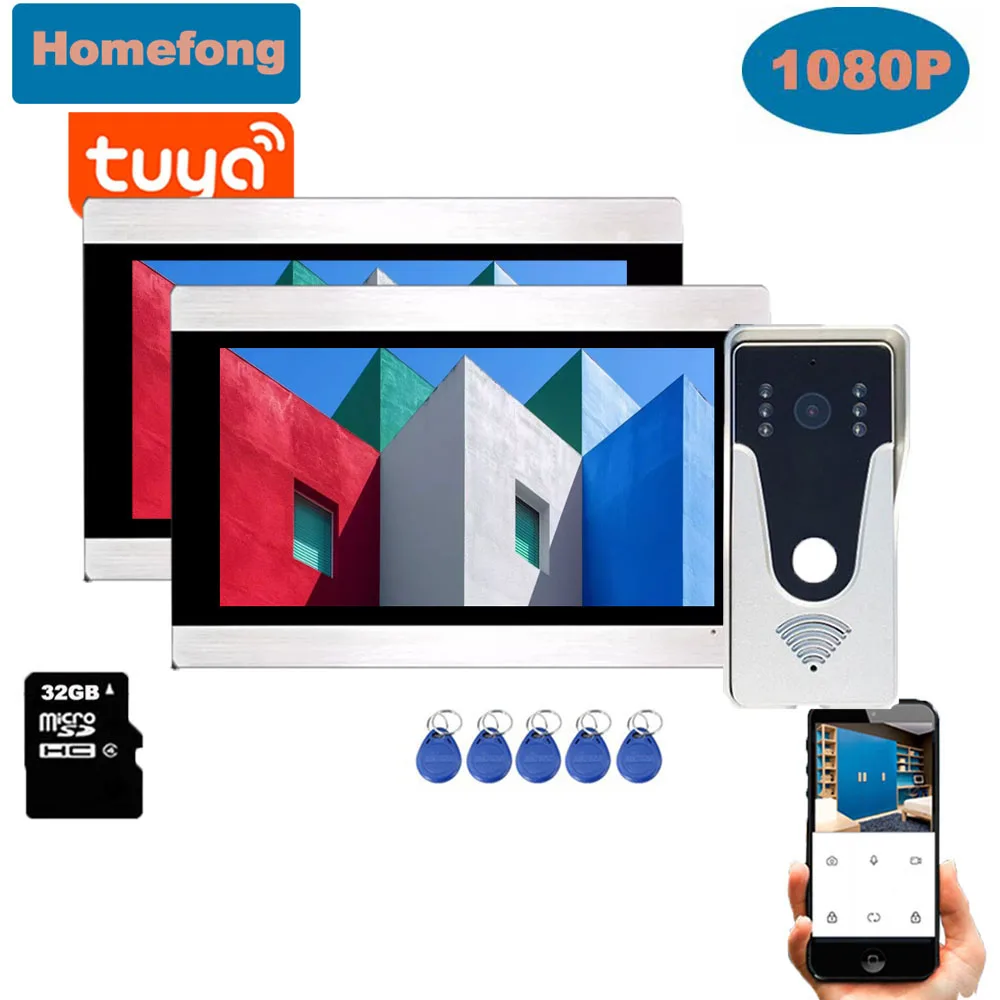 Homefong  7 inch 1080p Wireless Wifi Video Door Phone Doorbell with Camera Intercom System Tuya Smart Remote Control Unlock