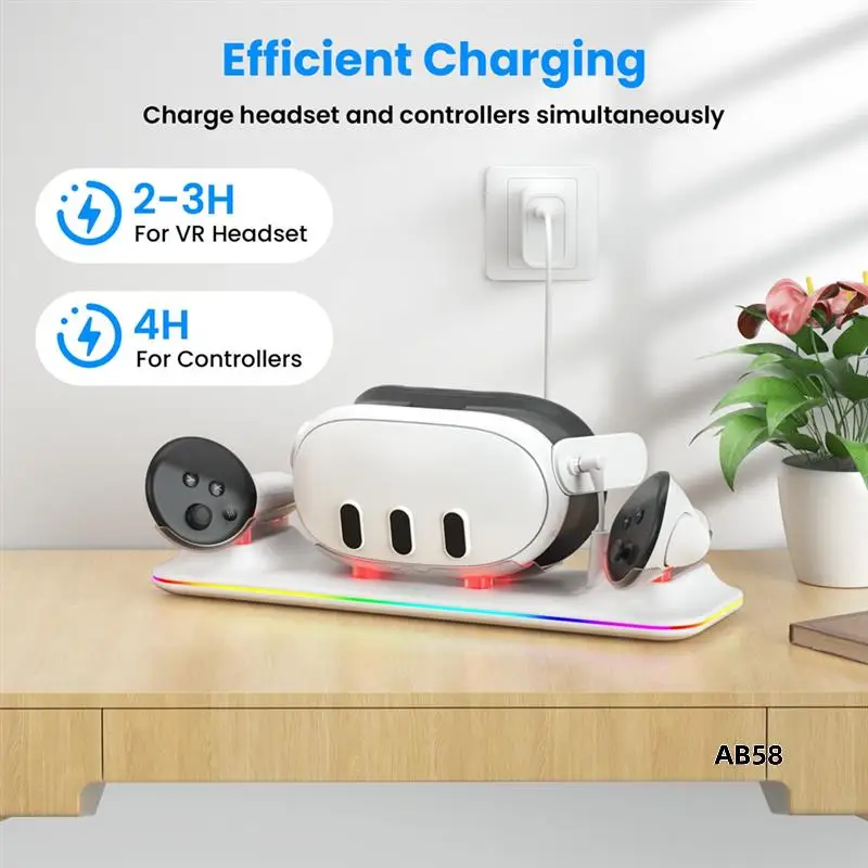 

Wireless Charging Dock For Meta Quest 3/Meta 3 VR Multi-Function Magnetic Suction RGB Light Wireless Charging Adapter