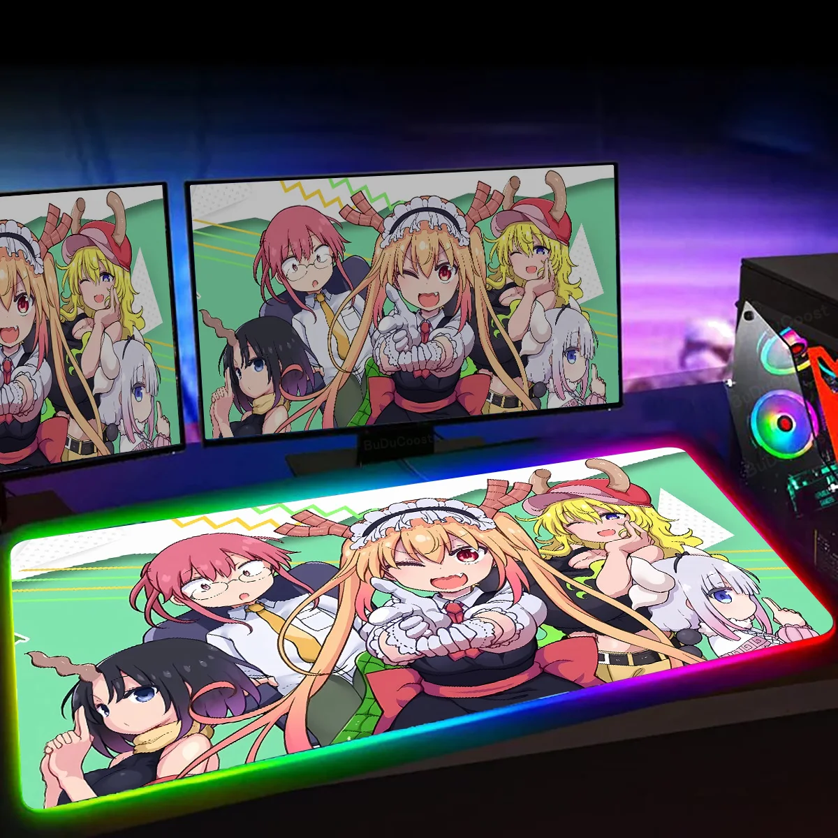 

Rgb Keyboard Mouse Pads Anime Miss Kobayashi's Dragon Maid LED Glowing Rubber Carpet Xxl Large Lock Edge Antislip Gamer Mousepad