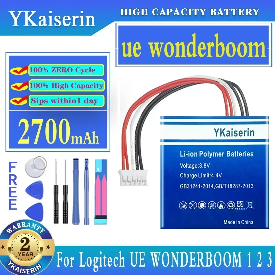 YKaiserin Battery 2700mAh For Logitech ue wonderboom 1 2 3 Bluetooth Speaker 360° surround sound Parts