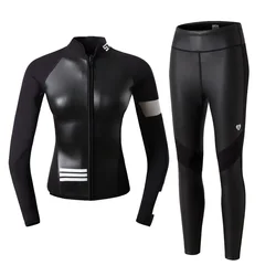 Wetsuit Women Neoprene 2mm jacket and diving pant Slim Swimsuit Free dive 2pcs Set