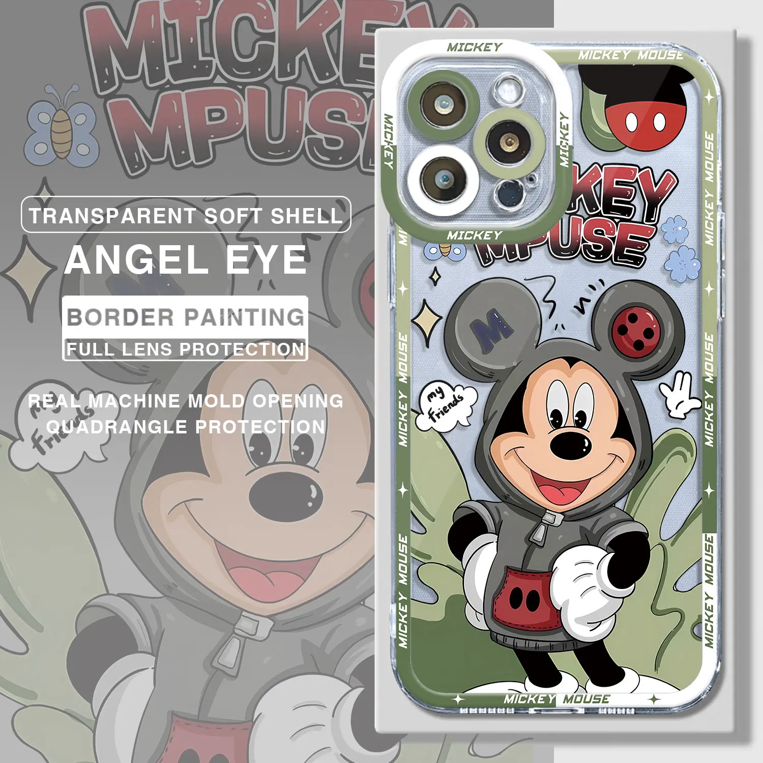 Disney-funda transparente de Mickey para Samsung Galaxy, cubierta de teléfono de ojo de Ángel, S23 Ultra, A52, A32, S22 Plus, S21, S20 FE, A53, A12, A51, A21s