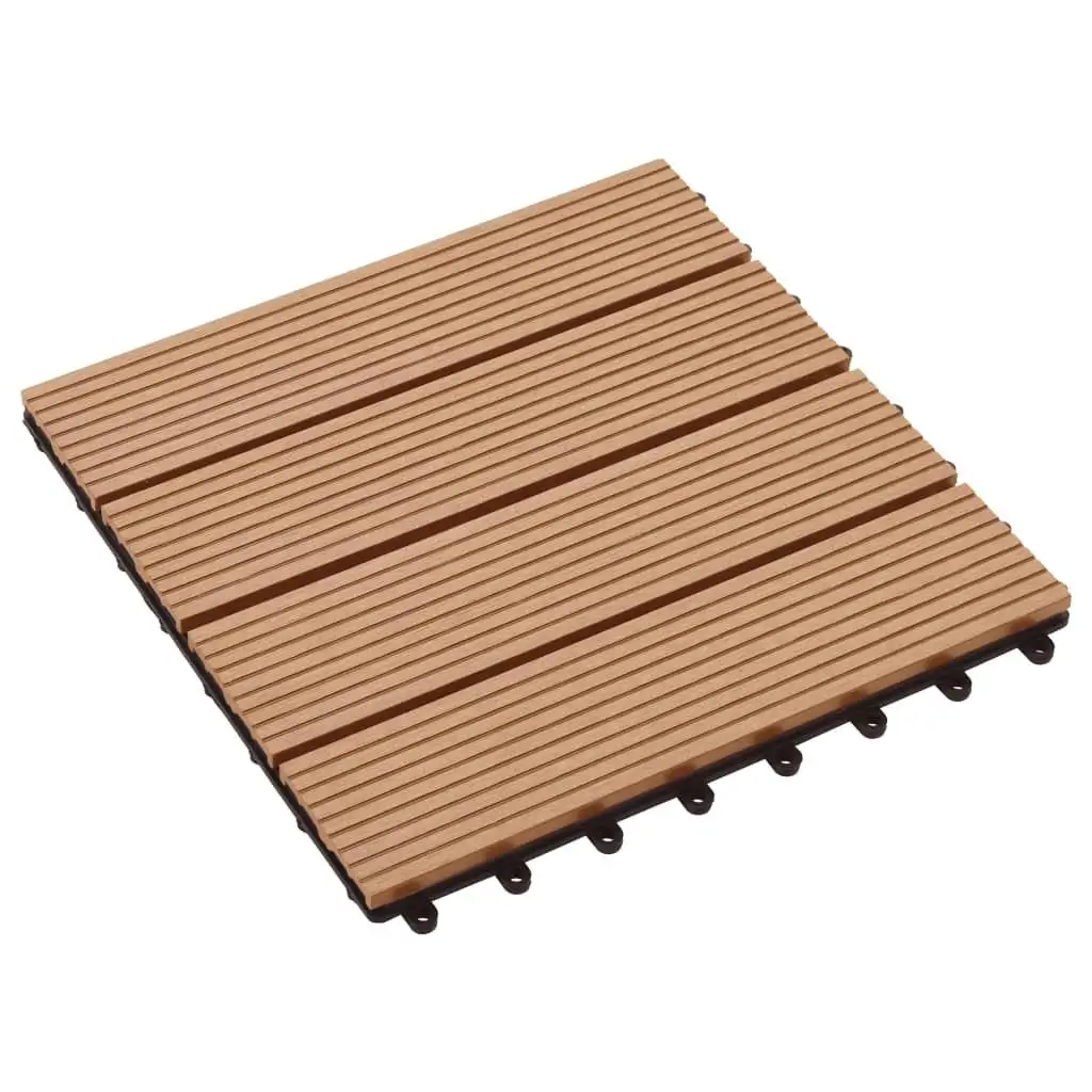 Piastrelle per terrazza WPC da 11 pezzi 11,8x11,8 pollici - 1 pavimento per esterni color teak SQM