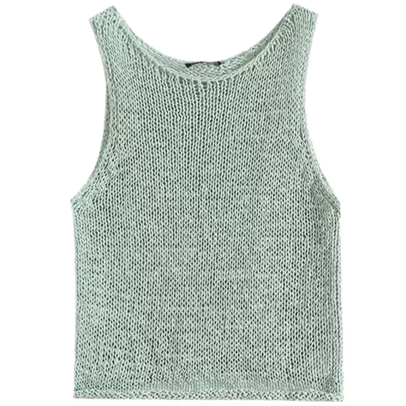 2024 Autunno New Sle Donna Versatile Menta een Colore Blo Maglia rotonda Ne Vest Top Faionable All-Match Color...