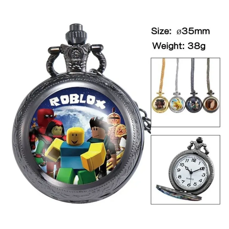 Novo jogo roblox criativo periférico dos desenhos animados relógio de bolso, anime pingente criativo, europeu americano retro flip bolso relógio presente