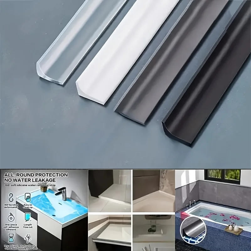 1pc Self-Adhesive Bathroom Waterproof Strip - Leak-Proof, Shower & Toilet Countertop Sealant, Floor Insulation Barrier