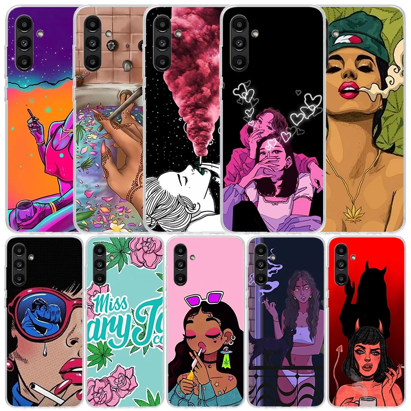 Lovelorn Smoking Girl Sad Phone Case For Samsung Galaxy A15 A14 A13 A12 A55 A54 A53 A52 A35 A34 A33 A32 A25 A24 A23 A22 A04S A03