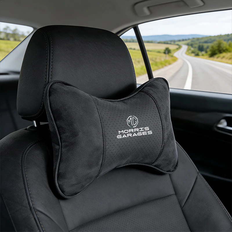 Suede Headrest Car Breathable Memory Foam Neck Pillow For MG EV ZS MG5 MG3 MG4 MG7 MG6 HS Cyberster Hector Gloster ZX GS ES5 ZST