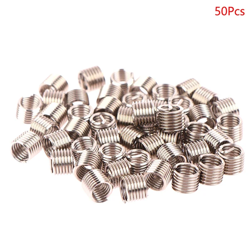 50pcs/set 304 Stainless Steel Wire Thread Insert M6 X 1.0 1.5D Insert Helicoil Wire Thread Repair Insert