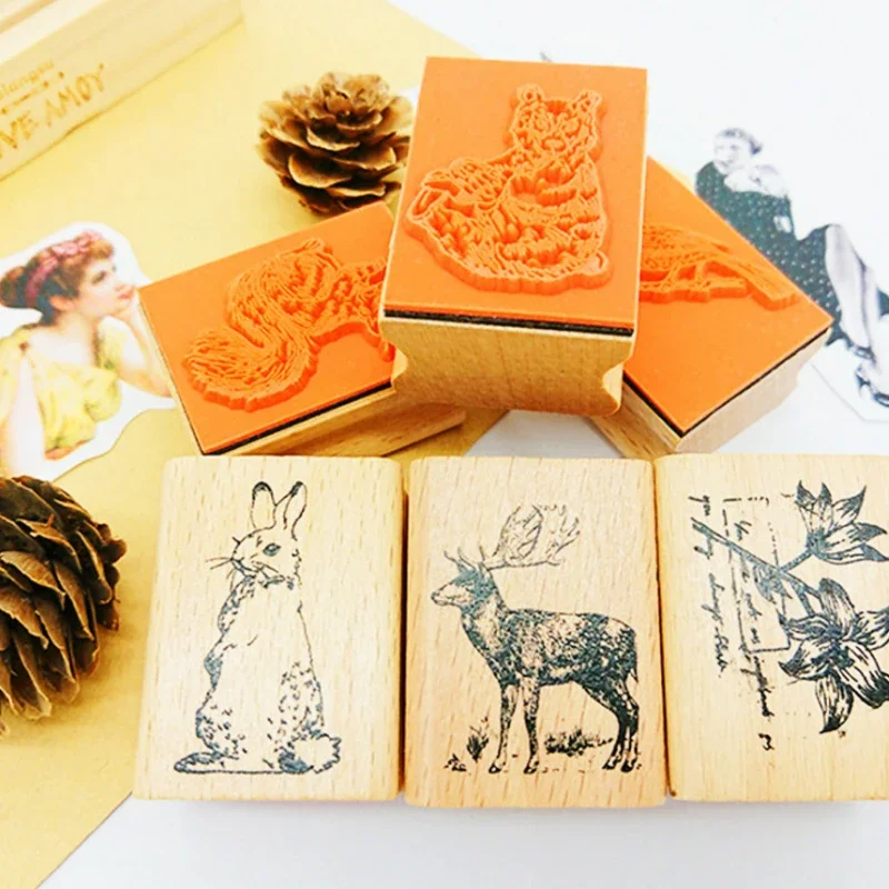 1Pcs/lot Diy Diary/Album Cute Animal Wooden Lovely Pattern Rubber Clear Stamps Writing Hand Make ART For Scrapbooking Gift