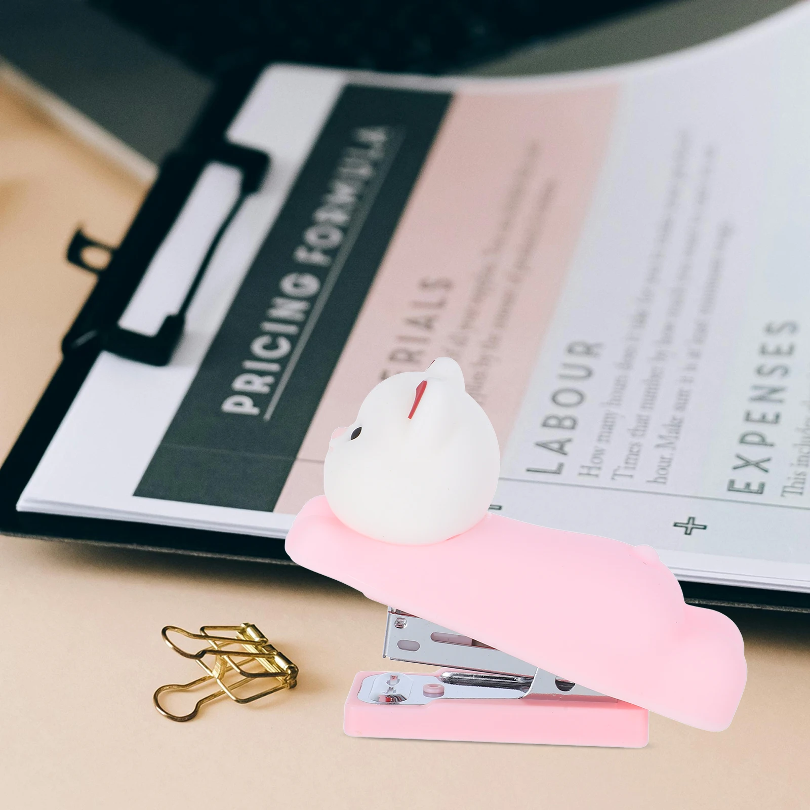 

Cartoon Cat Handheld Stapler with Staples for Office Classroom Crafting Portable Travel Use Cute Animal Design
