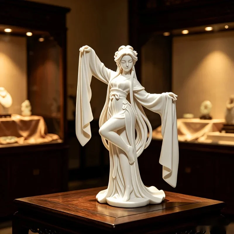1‑Pack 3D‑Printed Chinese‑Style Water‑Sleeve Dancer Figurine, Elegant Dance Statue, Creative Home Desktop Ornament