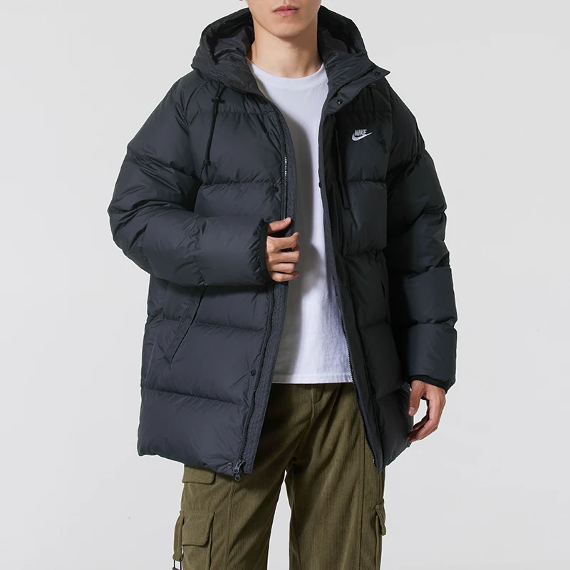 Nike Men's Winter Trendy Versatile Sportswear Windproof Warm Comfortable Cotton down Simple Hooded down Jacket Ib2974-010
