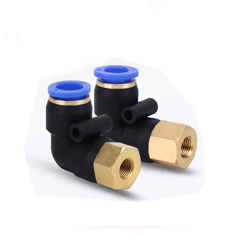 PLF Hose OD 4 6 8 10 12mm - Female Thread M5'' 1/8'' 1/4'' 3/8'' 1/2'' Pneumatic Elbow Connector Tube Air Push In Fittings