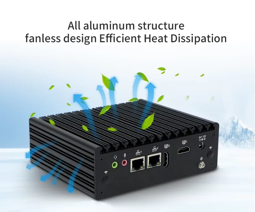 N5095 DDR4 16G SSD 128GB 2RJ45 LAN 4USB3.1 2 * RS232 COM كمبيوتر صغير بدون مروحة لـ CNC #5