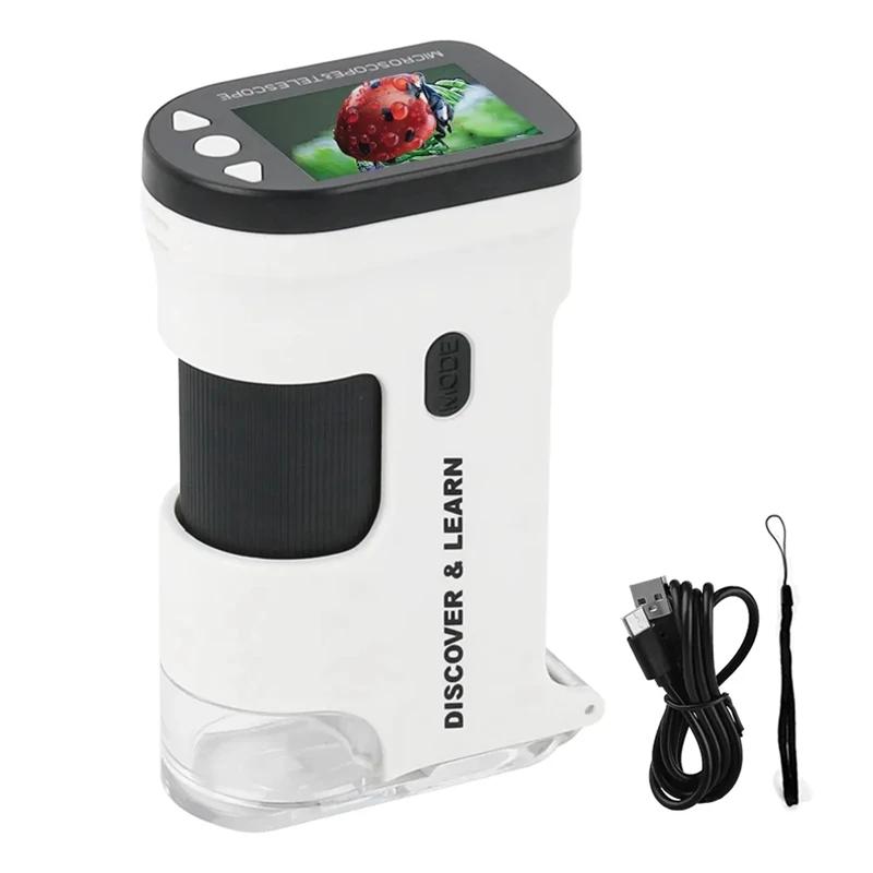 

Handheld Digital Microscope 12M Resolution 1080P FHD Support 64GB TF Card(Not Include) With 2.0-Inch LCD Screen White