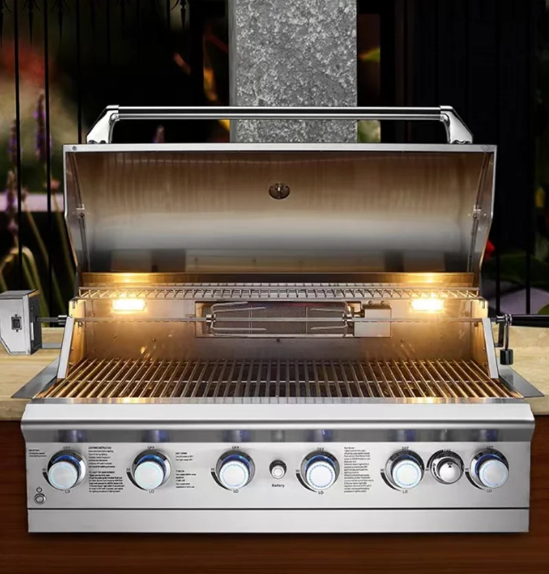 Build-in Gas BBQ Grill,Stainless Steel 304 Luxury Cruises Oven,Six +Back Burners