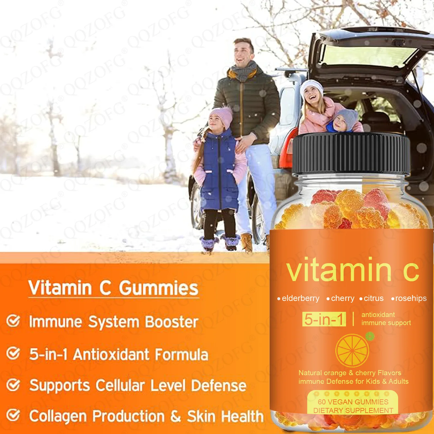 تعمل علكات فيتامين C على تعزيز المناعة، وتعزيز تركيب الكولاجين، وتحسين حالة البشرة، والأغذية الصحية