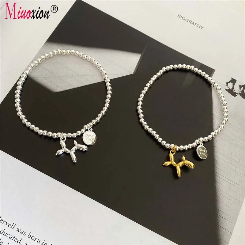 Miuoxion Retro 925 Stamp Fashion Personality Party Punk Jewelry Cute Dog Beads Bracelet For Women Feature Charm Young Girl Gift