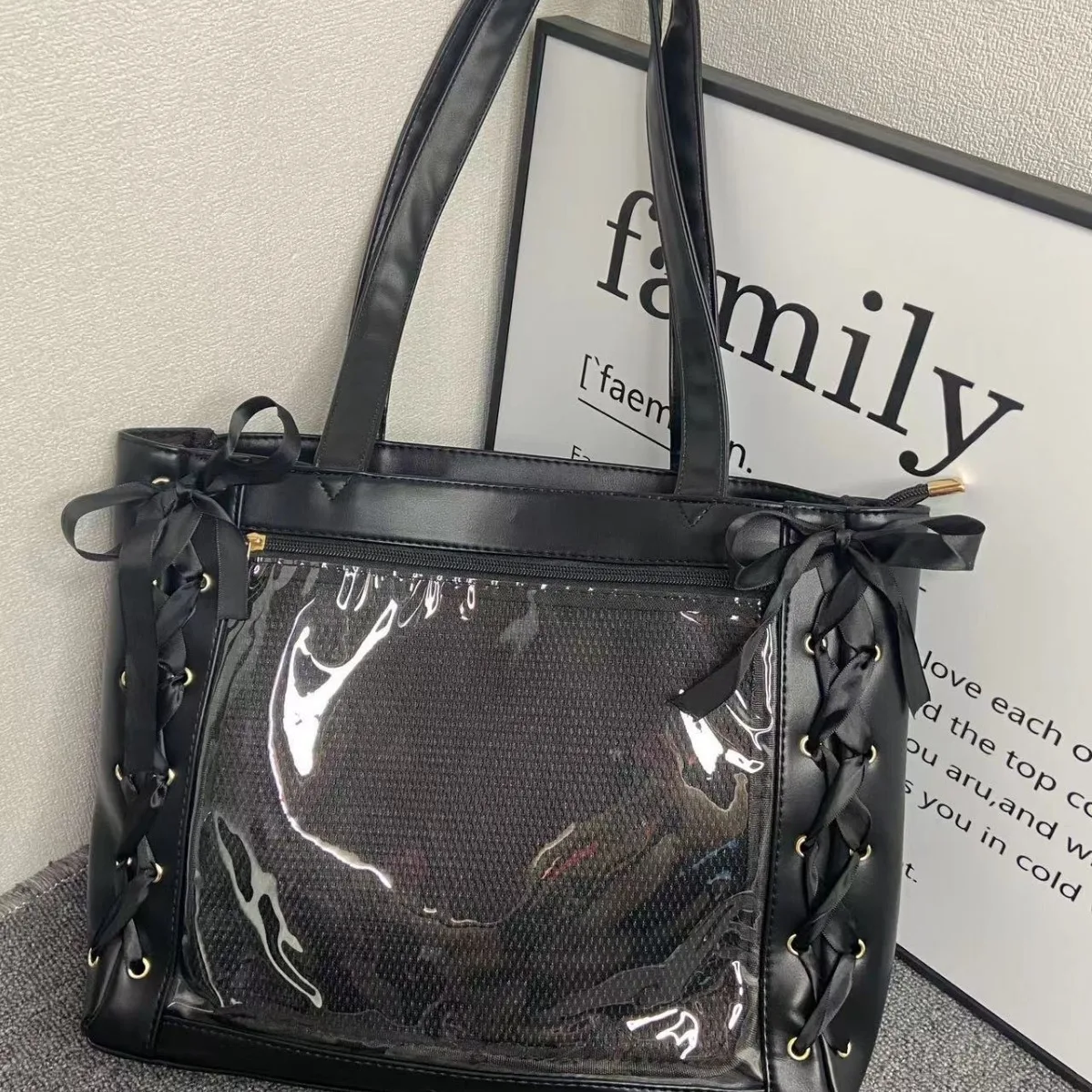 

JK Girl Anime Big Appetite Transparent College Style Hand Bill of Lading Shoulder Bag Fashion Ulzzang Ita Bag Tote Bag