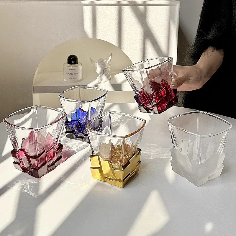 Ice Cube Design Glasbecher, künstlerisch, limitierte Auflage für Whiskey, Cocktail, Wasser, Zuhause, Bar, Luxusgeschenk