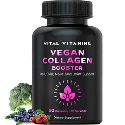 Vegan Collagen Booster with Hyaluronic Acid - Plant-Based Hair, Skin, Nails & Joint Supplement - 60 Capsules