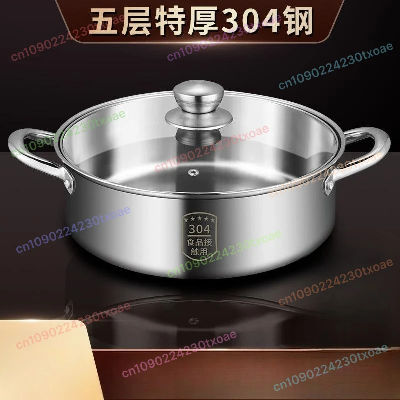 Extra Thick 304 Stainless Steel Soup Pot With Lid Dual Handles For Induction Gas Cooktop Cooking