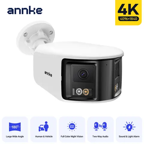 ANNKE 4K 8MP POE Surveillance Camera Dual Lens 180° outdoor poe camera Color Night Vision CCTV Video Security Camera