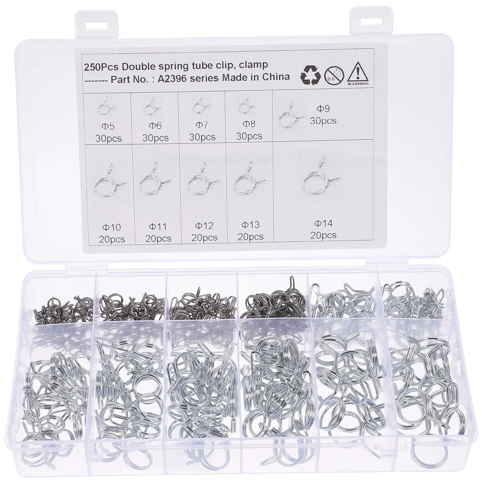 250Pcs Double Wire Hose Clamp Spring Clip for Fuel Vacuum Gas Air Water Garage Boat Motorcycle Engine DIY Repair