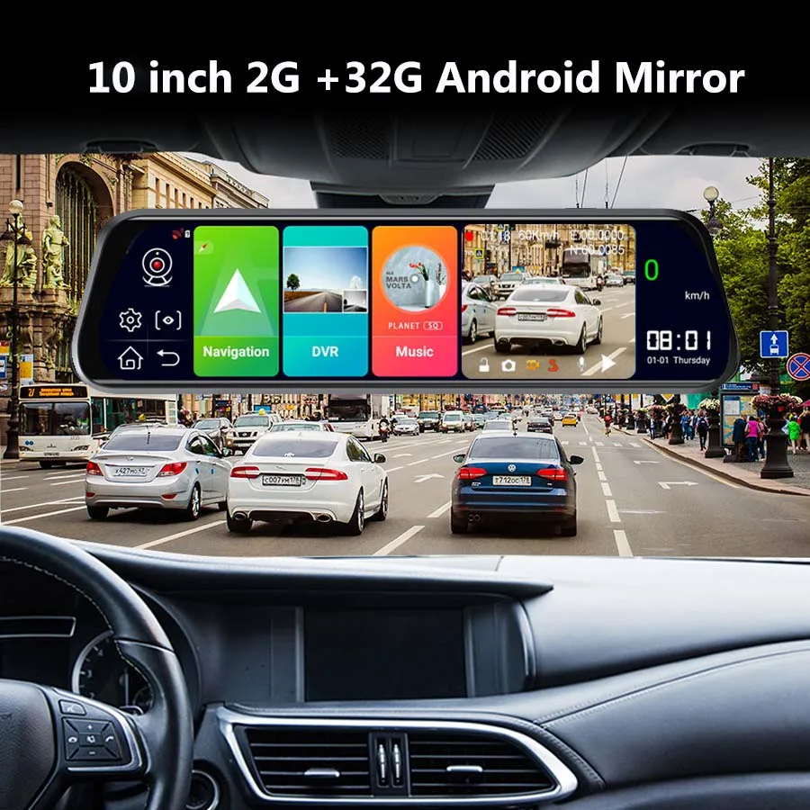 

Anfilite 10" 4G ADAS CAR smart Mirror navigation WIFI Camera Android 8.1 GPS Dual lens camera 1080P Video Recorder Dash cam