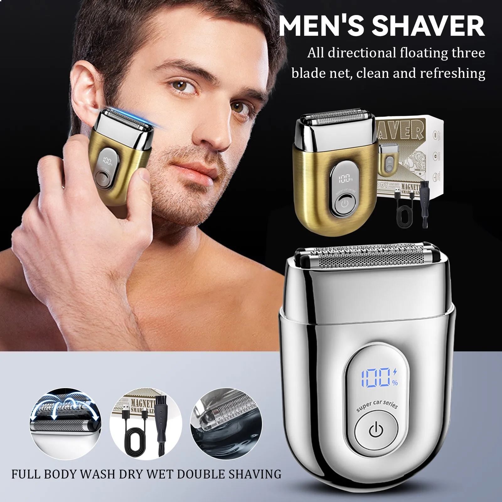 

Luxury Mini Magnetic Shaver Charging Silent Washable Electric Shaver Portable Men Women Electric Razor Led Display Body Hair