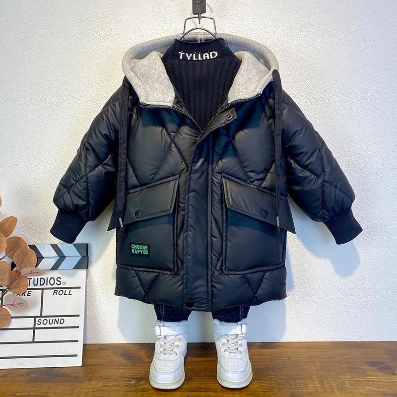 

Winter 4-14 Years boys' down cotton-padded jackets and thickened, cold-proof and warm mid-length cotton-padded jackets for boys