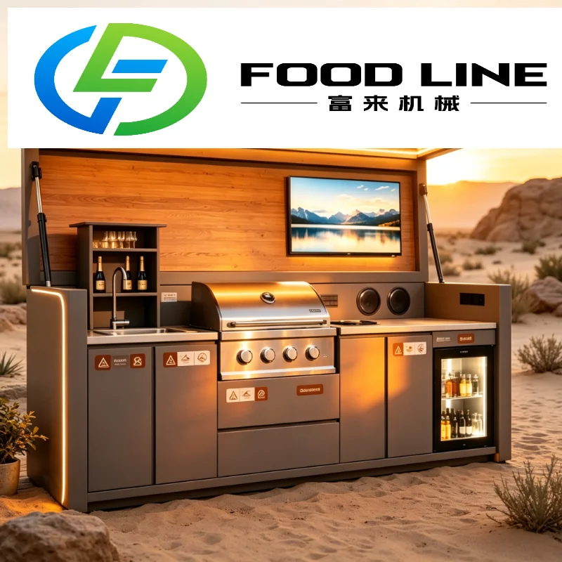 Heavy Duty Integrated Stainless Steel Kitchen Station Custom Outdoor BBQ Pizza Oven Unit with Waterproof Windproof Pergola