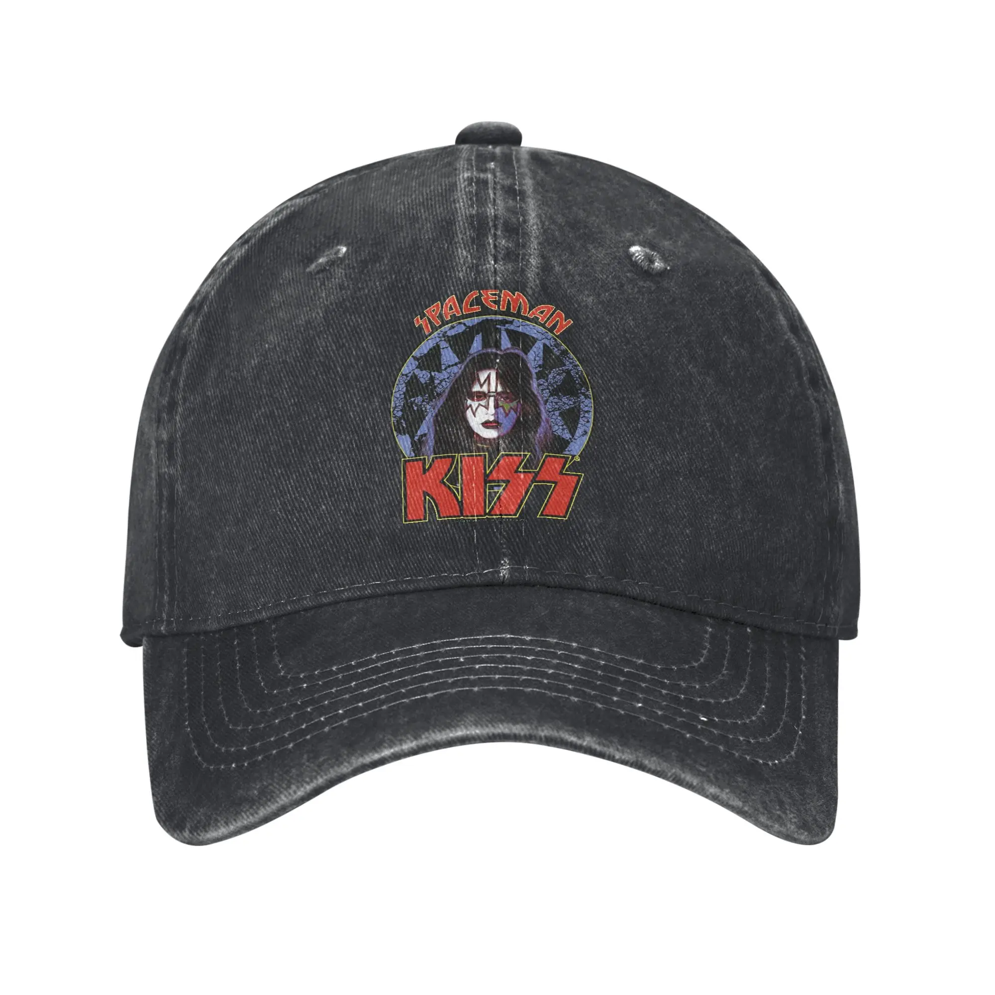 KISS バンド スペースマン エース フレーリー 男性 女性 野球帽 ダメージ加工デニムキャップ 帽子 ヴィンテージ アウトドア活動 調節可能な帽子