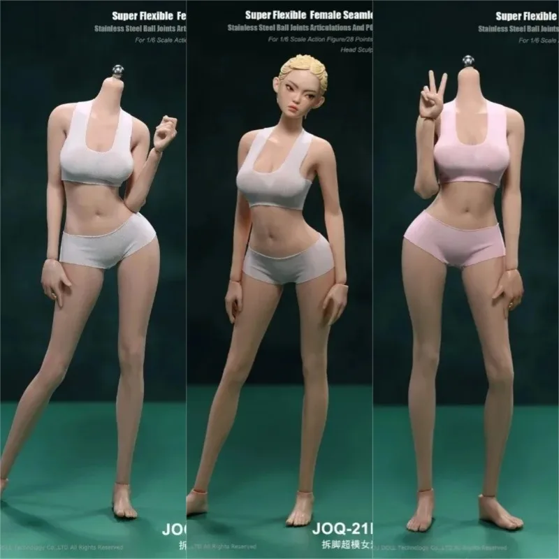 

1/6 Scale JOQ-21D Long Legged Supermodel Girl Seamless Body with Detachable Feet 12'' Flexible Soldier Action Figure Dolls